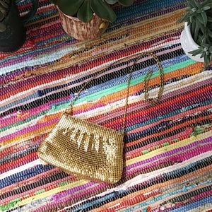 Vintage Metallic Liquid Gold Metal Chain Purse
